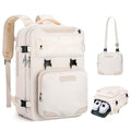 Travel Backpack for Men Women 17.3 Inch Laptop Shoe Compartment - Beige