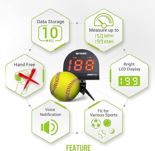 Hand-Free Tennis Speed Radar Gun with Speed Recall & Accessories