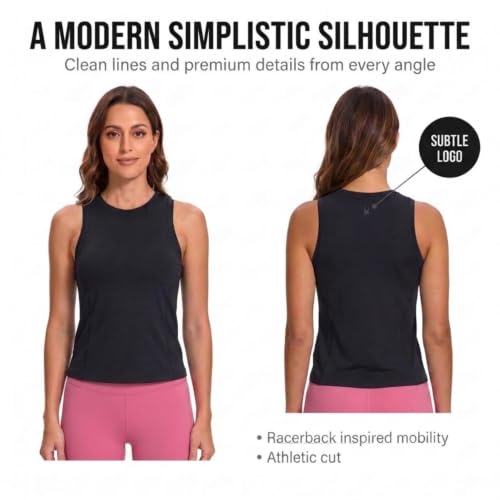 Women's Workout Tank Top - Seamless Nylon Yoga Athletic Top Medium Black