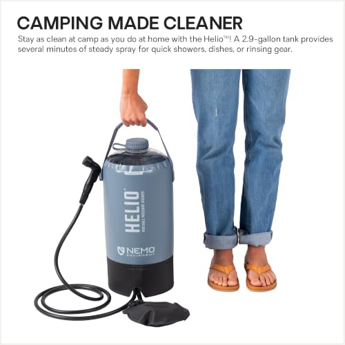 Helio Portable Camp Shower 11L with 2-Stage Nozzle & Long Hose - Black