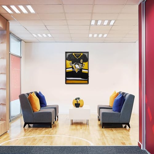 Zmiky Large Black Jersey Display Frame 26x37 with Lock & UV Protection – Shadow Box for Sports Jerseys & Memorabilia, Includes 2 Locks & Black Variation