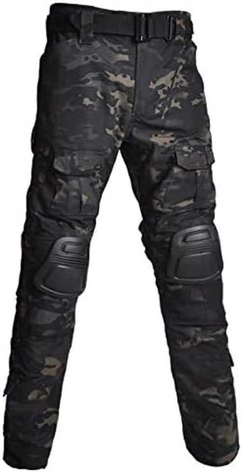HARGLESMAN Men's Tactical Military Uniform | Long Sleeve Combat Shirt & Pants with Knee Pads