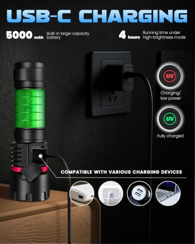 UV 365nm Black Light Flashlight 80W with Filtered Woods Lamp - Blackbeam B97