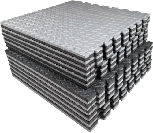 AIRHOP Black & Gray 0.79-Inch Thick Interlocking Foam Gym Mats 48 Sq Ft