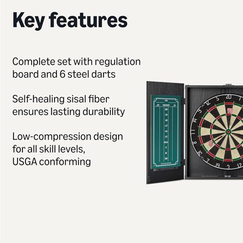 18-Inch Dartboard Cabinet Set with Steel Tip Darts & Chalkboard Scoreboard