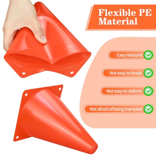 Red 7-Inch Soccer Cones Set of 100 with Carry Bag - Traffic & Training Equipment