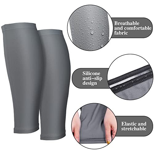 Calf Compression Sleeves Set - Medium Size, 3 Pairs, Black White Gray