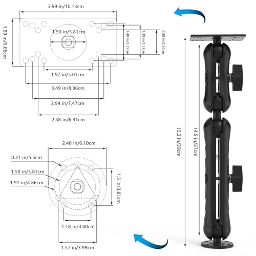 Heavy Duty Aluminum Fish Finder Mount for Humminbird Helix 5/7 Series - Marine-Grade 14.5" Arm