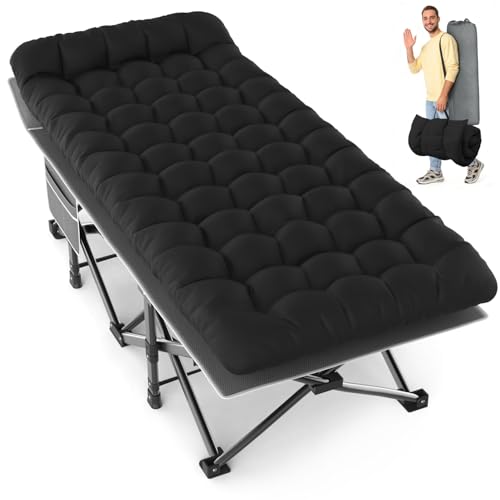 Slendor Black XXL Camping Cot with 3-Inch Mattress & Carry Bag - 32" Wide