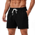 Mens Cotton Sweat Shorts 5 Inch Workout Gym Athletic Shorts with Pockets - Large / Black