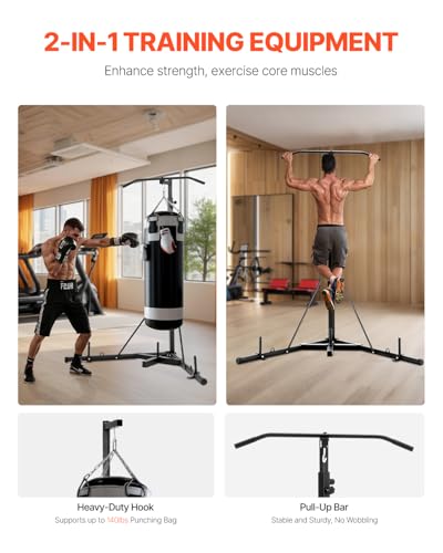 2-in-1 Punching Bag Stand with Pull-Up Bar - Adjustable Steel Workout Equipment