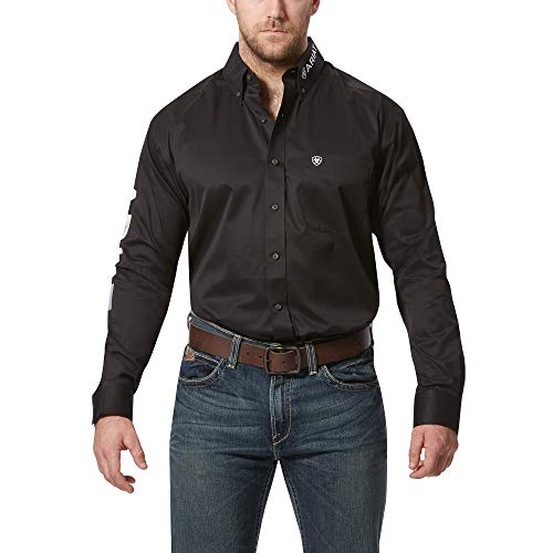 Men's Black and White Logo Twill Classic Fit Shirt - Medium