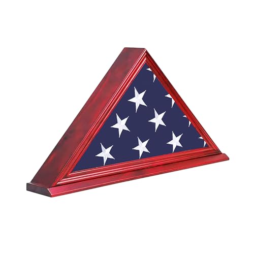 Premium Military Burial Flag Display Case - Solid Wood Wall Mount Shadow Box