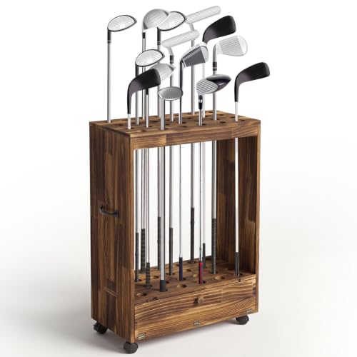 Golf Club Storage Rack for Garage - Brown, 27 Hole Capacity