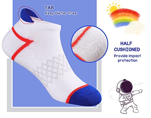 Kids Athletic Socks 12 Pairs for Boys, Cushioned Ankle Socks, 4-6 & 6-8 Years, Black, Variation of 10-12 Years