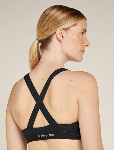 Women's Merino Wool Sports Bra - Medium Black, Cool-Lite™ Racerback