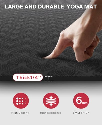 Extra Large Yoga Mat 78x54 Inches Non-Slip Thick Exercise Mat for Yoga & Pilates - Black