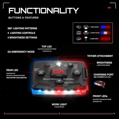 Guardian Angel Elite Safety Light Blue & Red 1-Pack - Wearable, Hands-Free Visibility