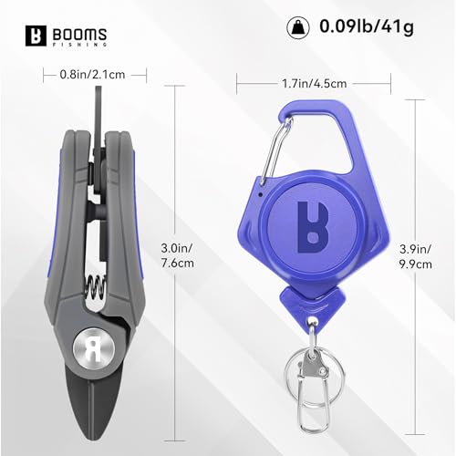 Blue Fishing Line Cutter with Retractor - Saltwater Serrated Shears for Braided Fluoro Line, Hook Eye Cleaner