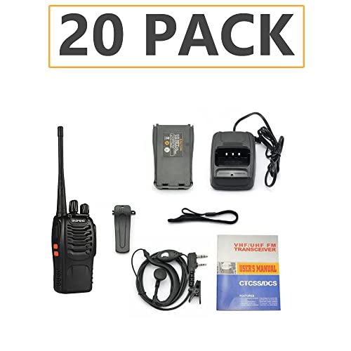 BAOFENG BF-888S 20 Pack Long Range Walkie Talkies with Earpieces for Team & Business