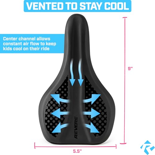 Revere Youth Memory Foam Bike Saddle - Black for Kids 16-24 Inch Bikes