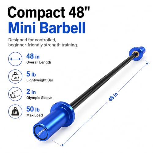 Blue 5 LB Kids Mini Barbell Bar - 4FT Olympic Plates Workout Equipment