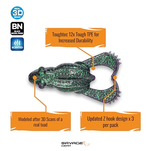 Savage Gear Tough Toad Soft Plastic Fishing Lure - 3.5 Inch, June Bug