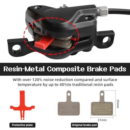 ZTZ MT200 Hydraulic Disc Brake Set for E-Bikes with 160/180/203mm Rotors, 2-Pin, Pre-Bled