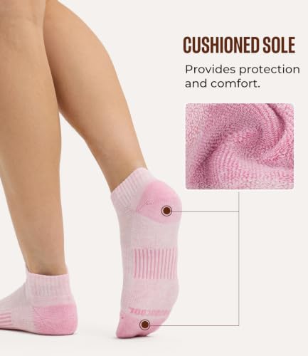 Bamboo Cool Athletic Ankle Socks - Moisture-Wicking, 5/6 Pairs, Black/White/Gray/Khaki/Pink, Medium