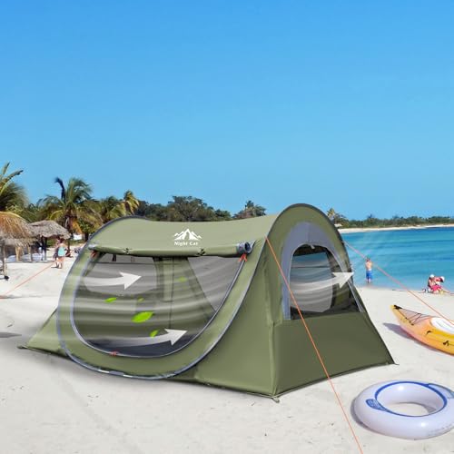 Night Cat 2-Person Army Green Waterproof Pop-Up Camping Tent - Instant Setup