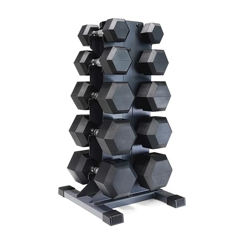 CAP Chrome Handle 300 lb Dumbbell Set with Black Rack - Space-Saving Home Gym Equipment