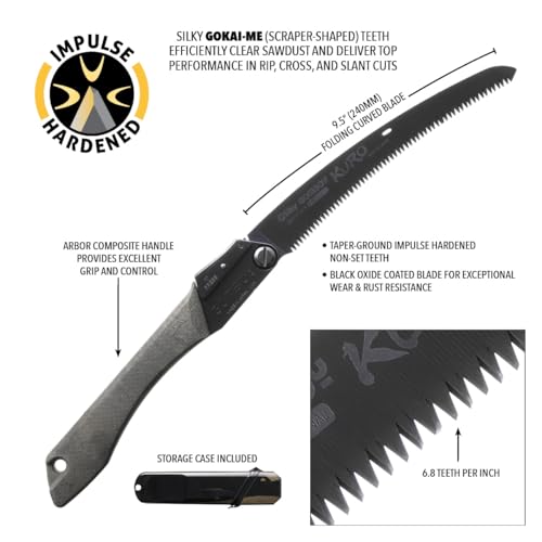 Silky GomBoy Kuro 240mm Folding Hand Saw for Hunting & Landscaping
