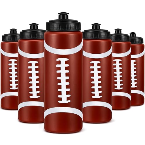 Football Water Bottles Bulk 24 Pack - 20 oz Reusable Sports Squeeze Bottles - Team & Party Favors