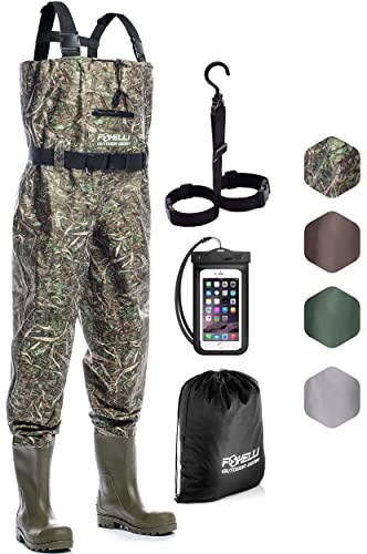 Foxelli Waterproof Camo Chest Waders for Hunting & Fishing - 10 / Camo
