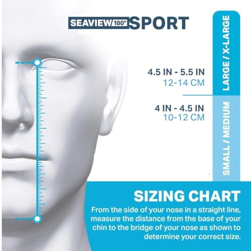 Seaview 180 Sport Full Face Snorkel Mask Adults Small-Medium - Panoramic View, Anti-Fog