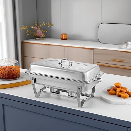 Stainless Steel Chafing Dishes Set for Buffet - 4 Pack 9 Quart Food Warmers