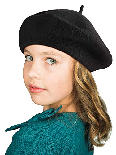 SATINIOR Kid Beret Hat French Beanie Cap for Girls - Black