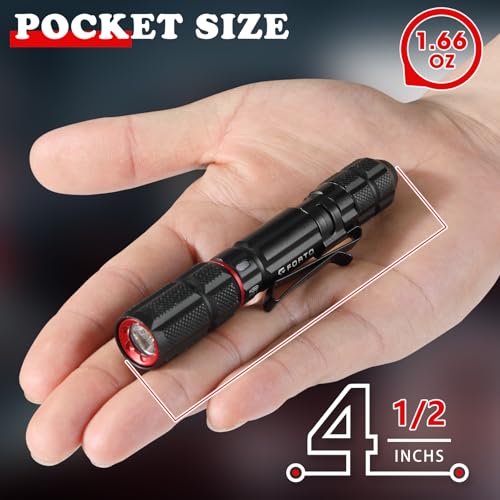 FORTO Black Rechargeable Pen Light 300 Lumens, IP67 Waterproof, USB-C, 2 Modes, Clip, Inspection & Emergency
