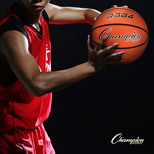 Champion Sports Pro-Style Rubber Basketball 28.5 Inch - Orange, Intermediate Size 6