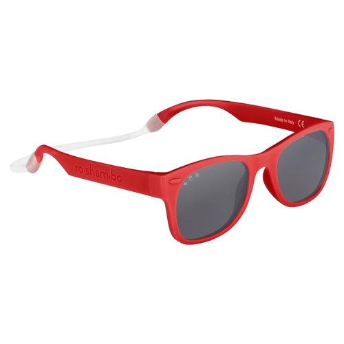 ROSHAMBO Unbreakable Red McFly Square Sunglasses - Italian Made Polarized for Toddlers 2-4 Years - BPA Free with Strap + Accessories - USA Assembled