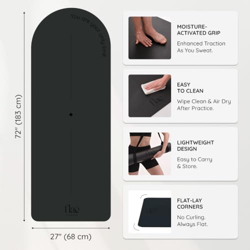 Charcoal Black Premium PU Yoga Mat with Non-Slip Grip & Carry Strap – 72x26 Inches