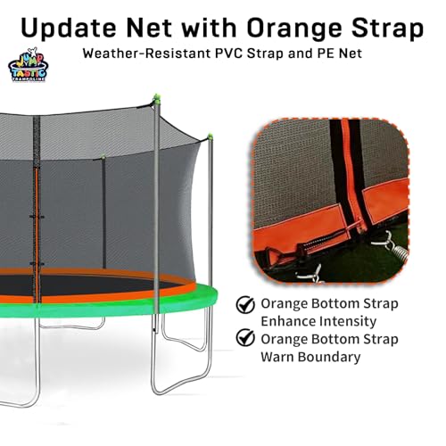 Jump Tastic 14Ft Trampoline Net Replacement with 6 Caps - Fits 14Ft Frame