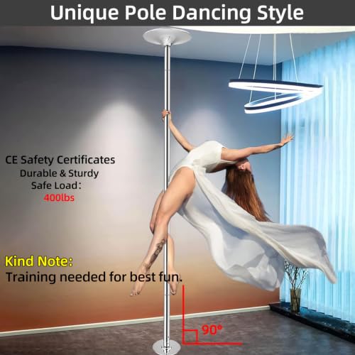 PRIOR FITNESS Silver Dance Pole 45mm, CE Certified Safety Home Pole for Beginners