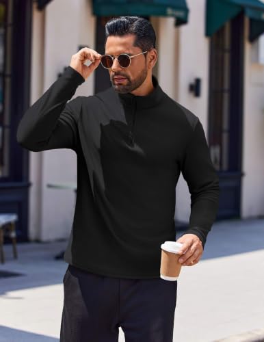 Men's Quarter Zip Pullover Sweatshirt - Medium Black