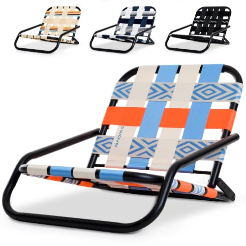 GoSports Outdoors Baja Low Profile Folding Beach Chair - Lightweight, Portable with Shoulder Strap