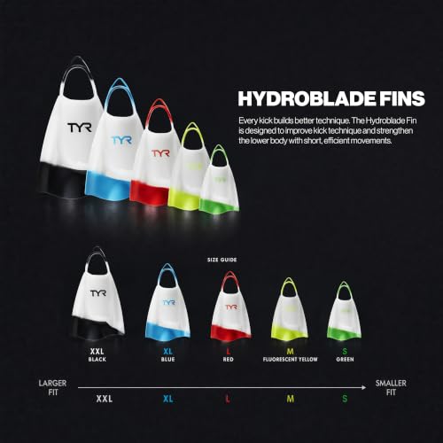 TYR Hydroblade Short Blade Silicone Swim Fins for Adults - Large