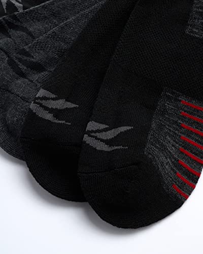 Reebok Mens Crew Socks - Moisture Wicking Athletic Cushioned Socks 6-12.5 Grey/Black