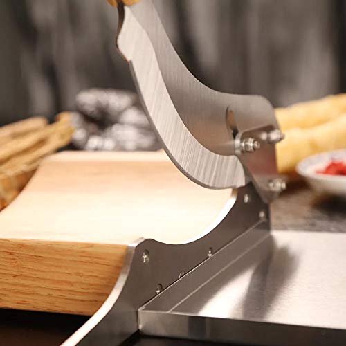 Stainless Steel Biltong Slicer with Magnetic Detachable Tray, Wooden Base