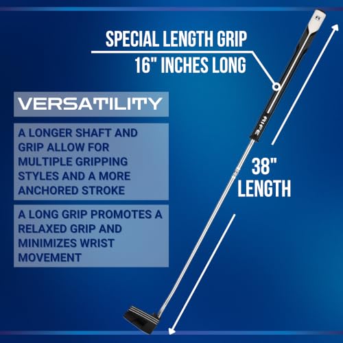 Long Golf Putter 38 Inch with 16 Inch Grip and Headcover - Stable Offset Steel Shaft