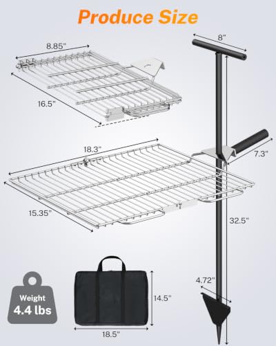 Foldable Campfire Grill Grate - Stainless Steel Outdoor Cooking Rack